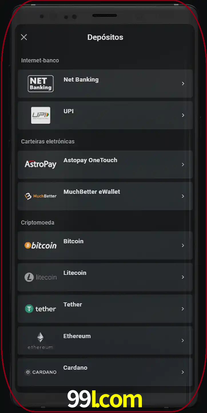 Você pode usar métodos alternativos de depósito.